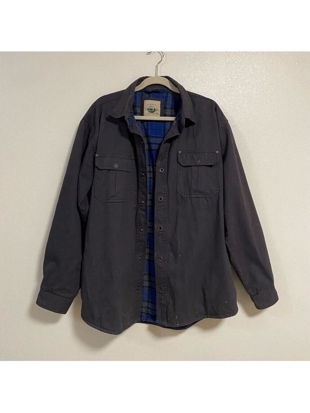 Gioberti Shacket Men’s Size XL Dark Charcoal Blue Plaid Shirt Jacket 100% Cotton